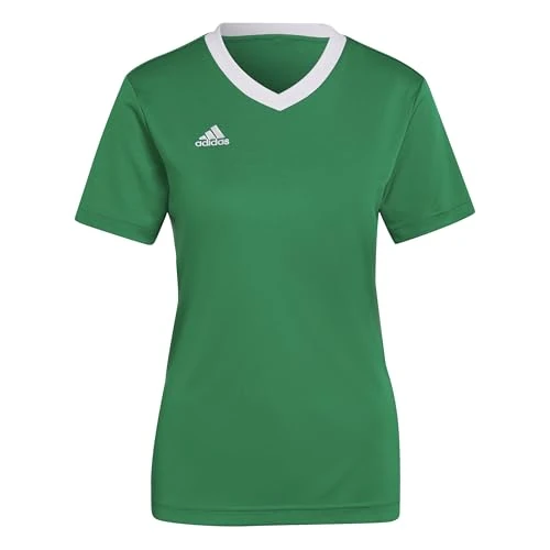 adidas Entrada 22 Short Sleeve Jersey, T-shirt Donna, Team Green/White, L