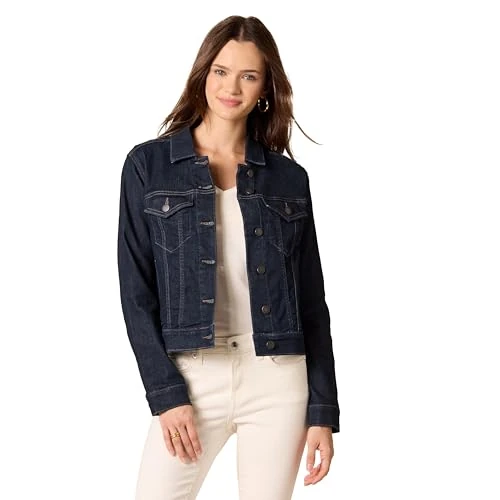 Amazon Essentials Damen Jeansjacke aus Stretch-Denim (erhältlich in Übergröße), Rinse Waschung, XL