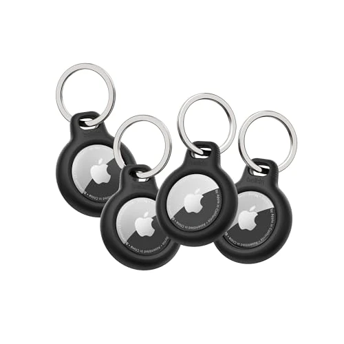 Offerta a tempo: Belkin Portachiavi per Apple AirTag (4 pezzi), Custodia con Anello Porta per AirTag, Durevole, Antigraffio, Design Aperto, Bordi Rialzati per Uso con Chiavi, Animali Domestici, Bagagli ecc., Nero - 0% da 49.02 € a 49.02 €
