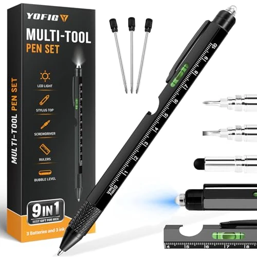 YOFIG Gifts for Men, Valentines Gifts for Him, 9 in 1 Multi Tool Pen, Mens Gift Gadgets for Men, Father's Day Gift