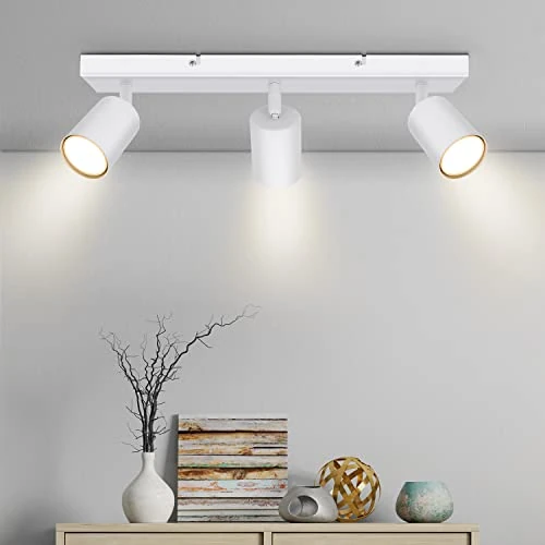 Limited offer: Kambo Rotatable 3 Way Ceiling Spotlights Fitting - GU10 Led Ceiling Light White - Metal 3 Way Ceiling Light Kitchen - Modern Wall Lights Indoor- Bulb not Included (Max.50W) from 48.76 EUR to 48.76 EUR (save 0%)