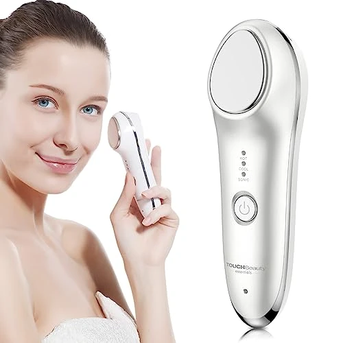 TOUCHBeauty Masajeador Facial Eléctrico 6°C & 42°C, Masajeador Antiarrugas con Vibración Sónica para Eliminar Papada, Reafirmar Rostro y Cuello, Lifting Facial con Cambio Rápido de Frío/Calor
