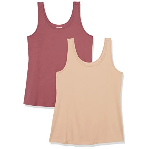 Offerta a tempo: Amazon Essentials Canottiera da donna (taglie forti), confezione da 2, beige/rosso lampone, XXL Plus - 0.00% da 16.40 € a 16.40 €