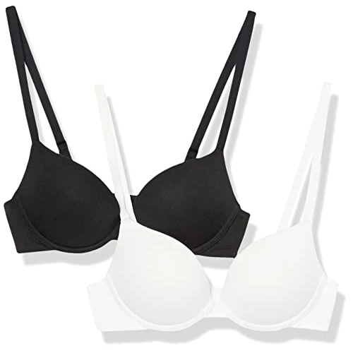 Limited-time offer: Amazon Essentials Women's Push-Up Padded Cotton Bra, Pack of 2, Black/White, 34A from 8.18 GBP to 6.70 GBP (save 18%)