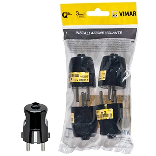 Tijdelijke aanbieding: Vimar FP00230 SCHUKO Stekker 2P+T 16A 250V ~ 4 stuks, Duitse standaard, axiale kabeluitgang, zwart van 8.64 € naar 8.64 € (0.00% korting)