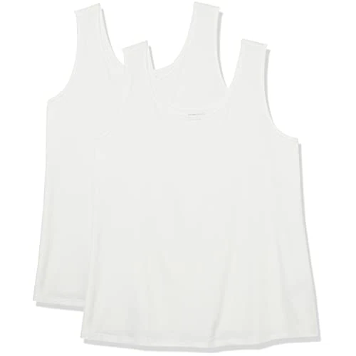 Amazon Essentials Tanktop voor dames (verkrijgbaar in grote maten), 2 stuks, wit, 3XL Plus