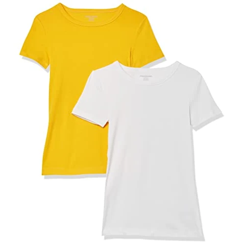 Oferta limitada: Amazon Essentials Camiseta de Cuello a la Caja de Manga Corta y Ajuste Entallado Mujer, Pack de 2, Blanco/Dorado, XXL de 19.80 € a 19.80 € (ahorro 0.00%)
