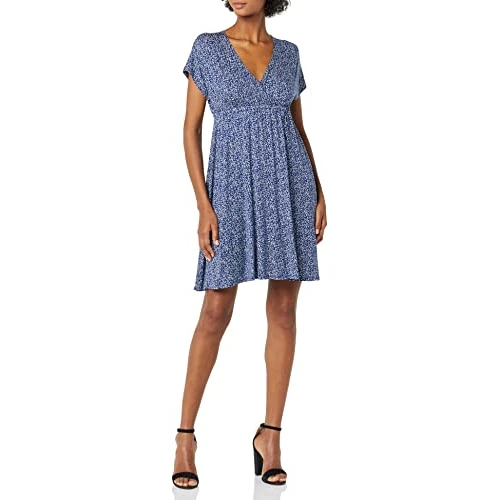 Offerta a tempo: Amazon Essentials Vestito Incrociato (Taglie Forti Disponibili) Donna, Blu Marino Stampa Animalier, S - 25% da 25.50 € a 19.00 €