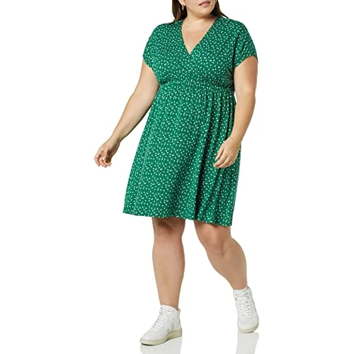 Zeitlich begrenztes Angebot: Amazon Essentials Damen Surplice-Kleid (Erhältlich in Übergröße), Grün Floral, XL von 18.28 € auf 16.40 € (10% Rabatt)