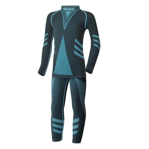 Offre limitee: Ladeheid sous-vêtements Thermiques Ensemble Shirt Manches Longues Caleçon Long Unisexe Enfant LAGI009 (Noir/Turquoise, 122-128) de 31.99 EUR a 23.99 EUR (economie 25%)