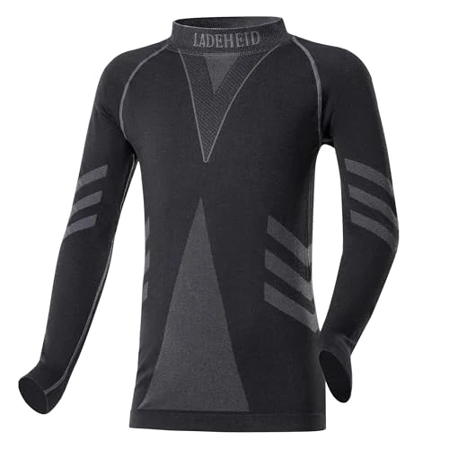 Oferta limitada: Ladeheid Camiseta Térmica Niño Manga Larga – Camiseta Deportiva de Compresión, Ropa Interior Funcional Unisex Niños, Transpirable y Cálida para Invierno y Deportes LAGI007 (Negro/Grafito, 146-152) de 19.99 EUR a 13.99 EUR (ahorro 30%)