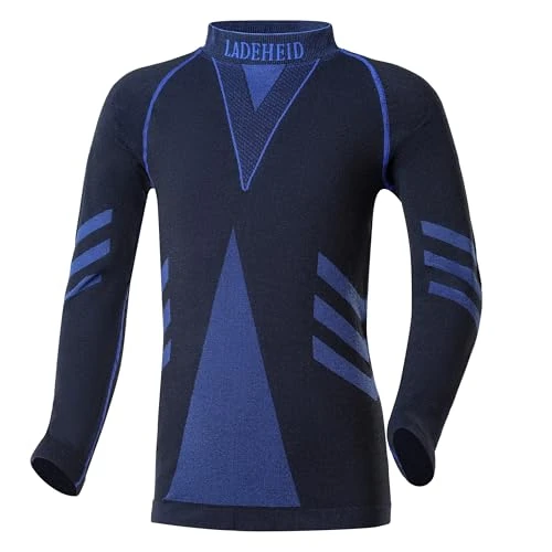 Oferta limitada: Ladeheid Camiseta Térmica Niño Manga Larga – Camiseta Deportiva de Compresión, Ropa Interior Funcional Niños, Transpirable y Cálida para Invierno y Deportes LAGI007 (Negro/Azul Marino, 122-128) de 19.99 EUR a 13.99 EUR (ahorro 30%)