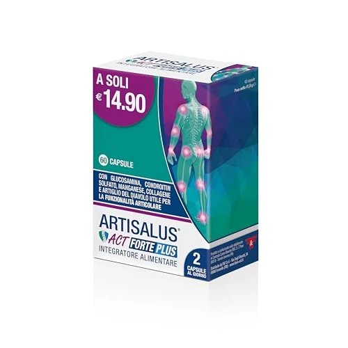 Artisalus Act Forte Plus, Integratore Alimentare per il Mantenimento della Funzionalità Articolare, a base di Glucosammina, Condroitin Solfato, Manganese e Collagene - Confezione da 60 Capsule