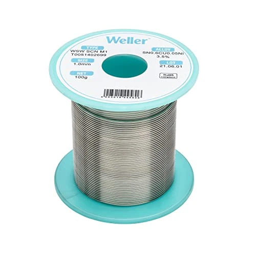Oferta limitada: Weller WSW SCN M1 (T0051402699) Alambre De Soldadura Sin Plomo, Ø 1,0 Mm, Aleación Sn99.3Cu0.6Ni0.05, Contenido De Fundente 3.5%, 100g de 24.20 € a 24.20 € (ahorro 0.00%)