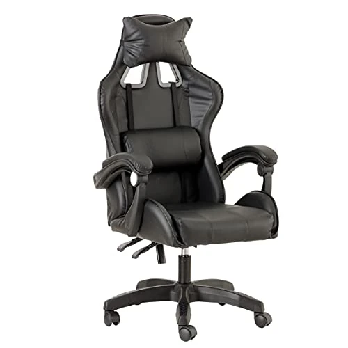 Offerta a tempo: Baroni Home Sedia da Gaming, Sedia Ufficio Ergonomica con Schienale Regolabile, Poggiatesta e Supporto Lombare, Nero - 16% da 82.99 € a 69.99 €