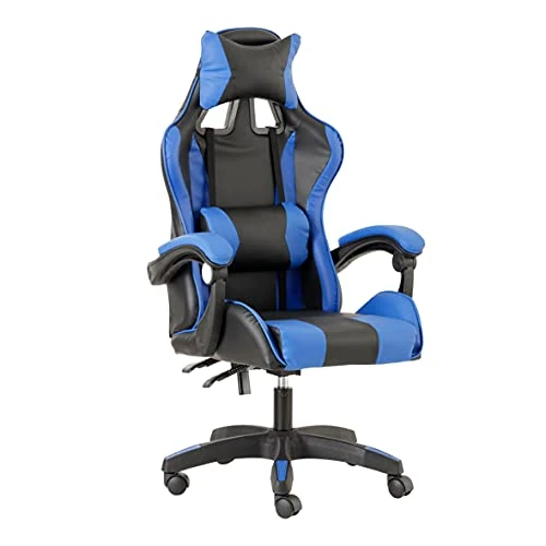 Baroni Home Gaming Chair, Ergonomic Office Chair with Adjustable Backrest, Headrest and Lumbar Support Blue