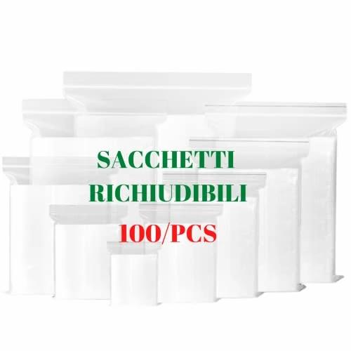 Offerta a tempo: Bustine trasparenti richiudibili | buste trasparenti con chiusura | sacchetti plastica richiudibili | sacchetti con chiusura zip resistenti con chiusura a zip piccoli per alimenti imballaggi 7x10 - 0.00% da 11.99 € a 11.99 €
