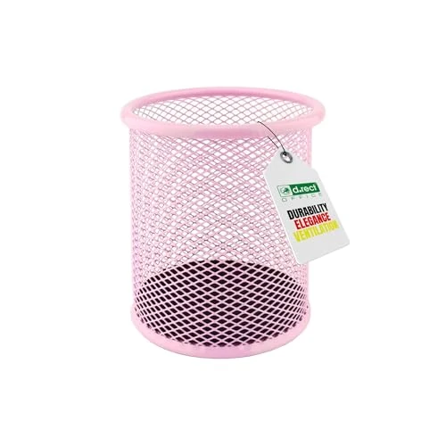 Offerta a tempo: LEVIATAN Portapenne in Metallo a Rete Rotondo Ø91 mm – Porta Penne da Scrivania con Piedini in Gomma e Rivestimento Interno Protettivo – Rosa Cipria - 54% da 8.61 € a 3.99 €