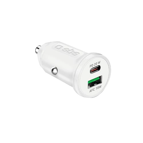 Beperkte aanbieding: SBS Mini-Autolader, Stroomvoorziening 20W, Snel Opladen, Adaptive Fast Charge (Afc), Status-Led, Usb-C, Usb-A, 12V-Aansluiting, Voor Iphone, Ipad, Airpods, Samsung, Smartphone, Tablet, Wit van 14.99 EUR naar 12.30 EUR (besparing 18%)