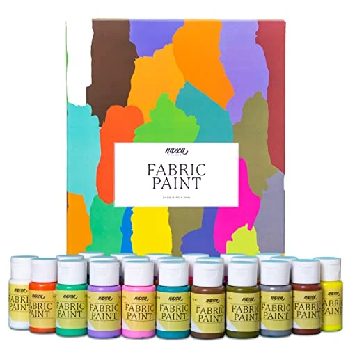 Offerta a tempo: Nazca Colors Pittura per Tessuti Permanenti e Lavabile 24 Colori x 30ml – Vernice Acrilici per Stoffa e Pelle Ideale Per Dipingere Vestiti, Scarpe, Jeans, Borse e qualsiasi Tessuto – Buona Copertura - 0.00% da 23.90 € a 23.90 €