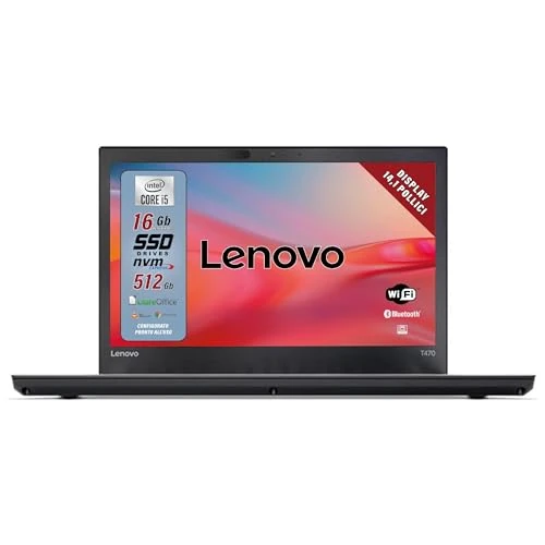 Lenovo, gebrauchsfertiger Intel Core i5-Laptop mit Office 2021-Paket, Notebook mit 14-Zoll-HD-Display, 16 GB RAM, 512 GB SSD, Win 11 Pro, italienische Garantie (generalüberholt)