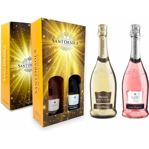 Offerta a tempo: Sant'Orsola - Set Vino Cuvèe Prestige Blanc de Blancs e Rosè, da Prestigiosa Uva Italiana, Gusto Dolce con Note Fruttate e Aromatiche, 2x750 ml - 26% da 10.90 € a 8.06 €