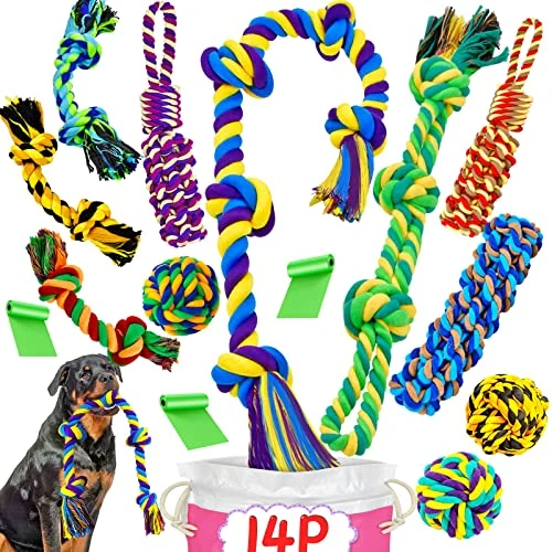 Offerta a tempo: SHARLOVY Giocattoli per Cani Aggressivi di Razza Grande - Confezione da 14 Resistenti e Indistruttibili per Masticare - per Cani di Taglia Grande - 0.00% da 28.99 € a 28.99 €