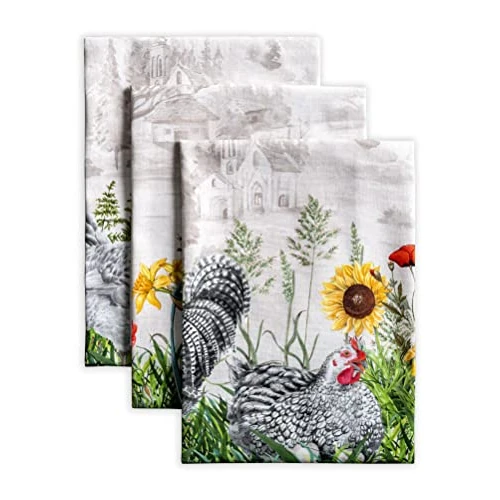 Tijdelijke aanbieding: Maison d' Hermine Vaatdoek 100% katoen, set van 3 keukendoeken, multifunctionele barhanddoeken, bruiloft, restaurant, buffetfeest en camping, Basse Cour - lente/zomer (50 cm x 70 cm) van 25.99 EUR naar 25.99 EUR (korting 0%)