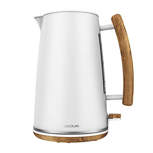Cecotec ThermoSense Kettle 400 White Woody. 1.7 L capacity and 3000 W, highly corrosion resistant and completely BPA-free, 360 rotating base, removable limescale filter.