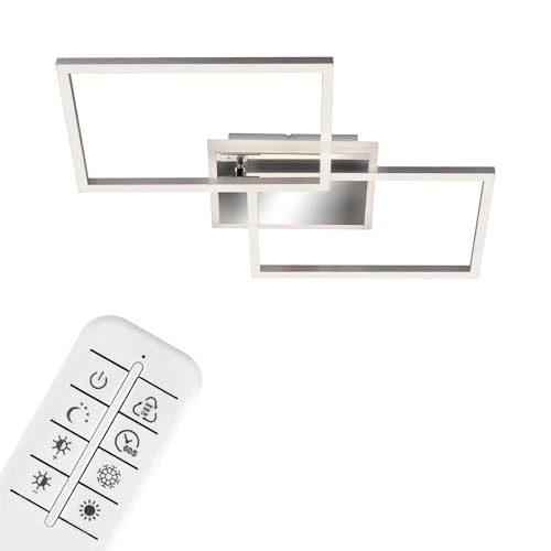 Offerta a tempo: Briloner - Plafoniera LED, Lampada da Soffitto Dimmerabile, Telecomando, Controllo Temperatura Colore, Include Funzione Luce Notturna e Timer, 40 W, Cromo-Alluminio, 500 x 388 x 80 mm (LxWxH) - 15% da 89.95 € a 76.90 €