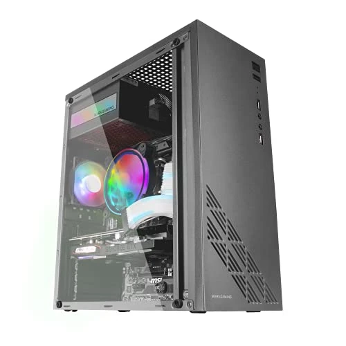 Mars Gaming MC100, Boîtier de Jeu ATX, Ventilateur FRGB 9cm, Ventilation Convect-Cool, Noir