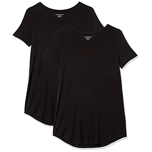 Offerta a tempo: Amazon Essentials Tunica con Scollo Rotondo a Maniche Corte Donna, Pacco da 2, Nero, XL - 42% da 24.50 € a 14.28 €