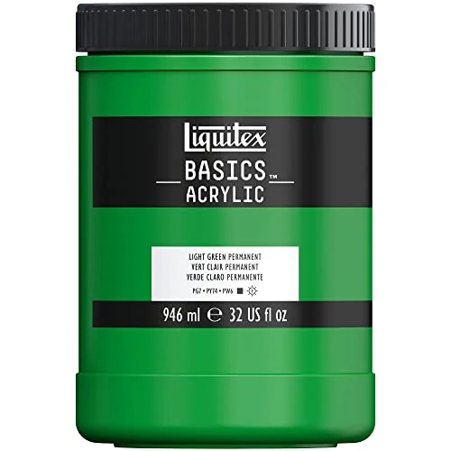 Limitiertes Angebot: Liquitex 8870359 Basics - Acrylfarbe, monopigmentierte Künstlerpigmente, lichtecht, mittlere Viskosität, Archivqualität, seidenglänzender Finish, 946ml Topf - Hellgrün Permanent von 33.50 EUR auf 33.50 EUR (Spare 0%)