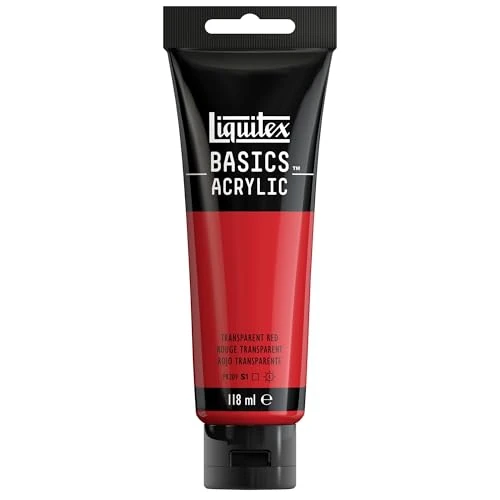 Offerta a tempo: Liquitex 8870060 Basics - Pittura acrilica, Pigmenti per artisti monopigmentati, Resistente alla luce, durevole nel tempo, Finitura satinata, Tubo da 118 ml - Rosso Trasparente - 0.00% da 8.19 € a 8.19 €