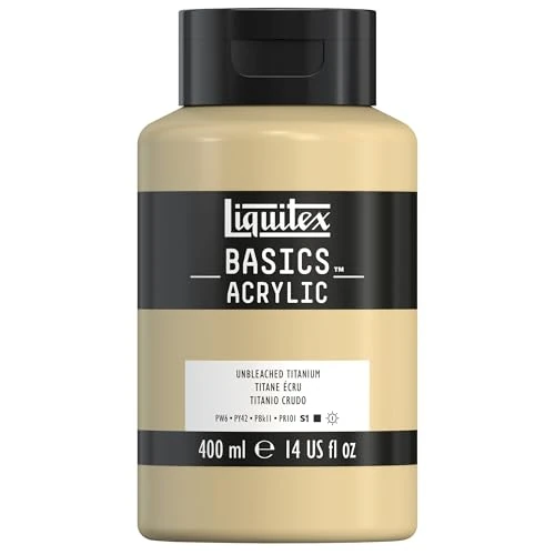 Offerta a tempo: Liquitex 8870338 Basics - Pittura acrilica, Pigmenti per artisti monopigmentati, Resistente alla luce, durevole nel tempo, Finitura satinata, Flacone da 400 ml - Titanio Grezzo - 14% da 18.49 € a 15.93 €