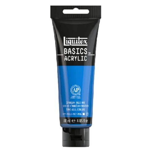 Liquitex Basics 8870033 Monopigmenteerde acrylverf, kunstenaarspigmenten, lichtecht, gemiddelde viscositeit, achivkwaliteit, zijdeglanzende afwerking, 118ml - Cerulean Blue Hue