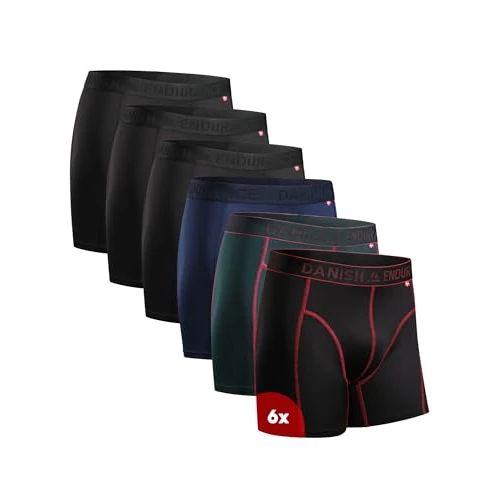 Offerta a tempo: DANISH ENDURANCE Boxer Sportivi, in Microfibra, Elasticizzato, Intimo per Sport, da Uomo, 6 Paia, 3X Nero, 1x Blu, 1x Nero/Rosso, 1x Verde/Viola, L - 53% da 60.95 € a 28.45 €