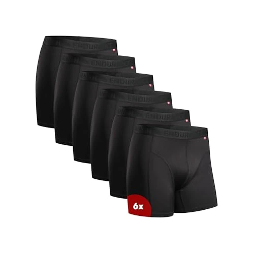 DANISH ENDURANCE 6er Pack Sport Boxershorts Herren, Mit regulärem oder langem Bein, Schwarz, L