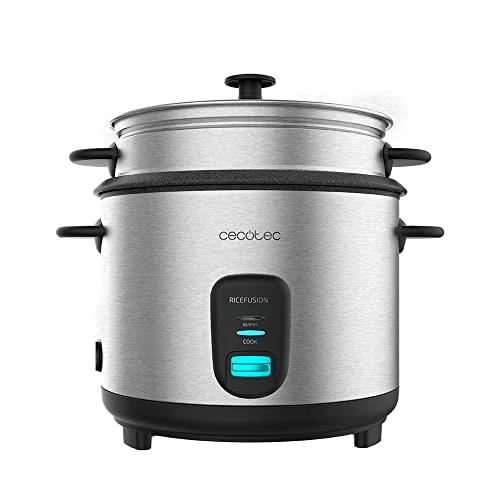 Cecotec RiceFusion 7000 Stainless Steel Rice Cooker 700 W, Capacity 1.8 Liters, 10 Servings, Stainless Steel and Glass Lid