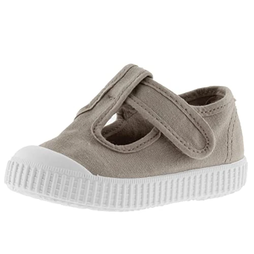 victoria Unisex 1915 Dyed Canvas Sandals DREC & Hook-and-Loop Strap & Reinforced Toe 136625 for Kids Beige 32