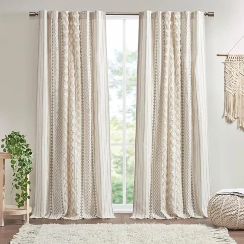 Offerta a tempo: INK+IVY Texture, look Mid-Century facile da appendere, adatta fino a 3,2 cm di diametro, cotone, avorio Imani, 150 cm x 201 cm - 0.00% da 47.44 € a 47.44 €
