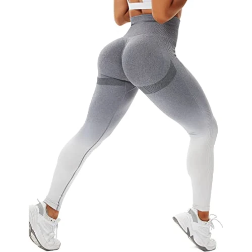 Offerta a tempo: STARBILD Leggins Sportivi da Donna Push Up Sexy, Pantaloni Palestra Vita Alta Scrunch, Senza Cuciture Calzamaglie per Yoga Fitness, F5930 Gradienti Grigio Bianco L - 50.03% da 19.99 € a 9.99 €