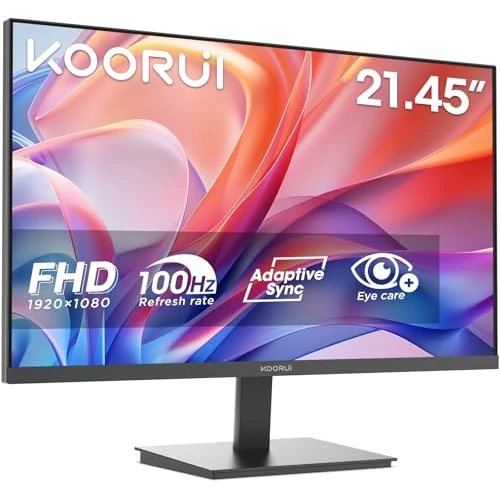 Offerta a tempo: KOORUI E2212F Monitor PC 21.45 Pollici, FHD 1080p 100Hz Schermo Ultra-Sottile con Adaptive Sync, HDMI/VGA, Eye Care, Micro-Edge Design per Ufficio e Home Office, VESA 100x100mm - 0.00% da 64.99 € a 64.99 €