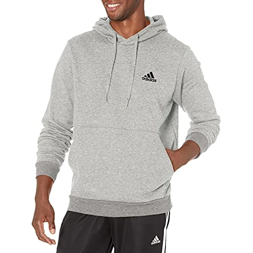 adidas Heren Essentials Fleece Hoodie, Medium Grey Heather/Black, XL Tall