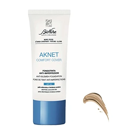 Offerta a tempo: BioNike Aknet - Comfort Cover Fondotinta Non Comedogeno per Acne, Coprenza Medio-Alta, Anti-Imperfezioni, Finish Matte e Texture Leggera, Naturale e Confortevole sulla Pelle, N. 102 Sable, 30 ml - 16% da 22.00 € a 18.38 €