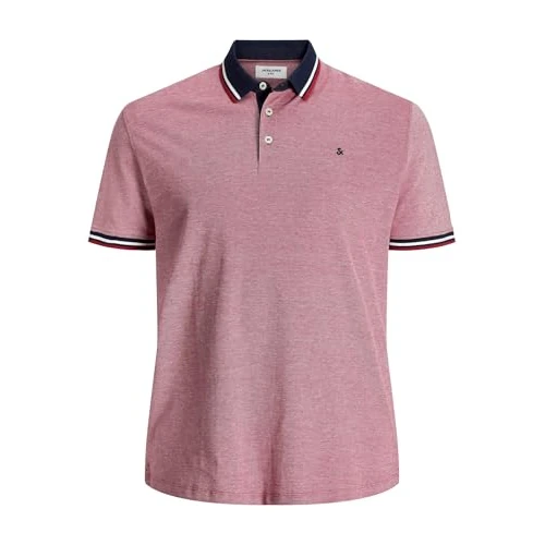 Limited-time offer: Jack & Jones Plus Men's Jjepaulos Polo Ss Noos Ps Polo Shirt, Rio Red/Detail:Ps, 7xl from 32.00 £ to 17.25 £ (save 46%)