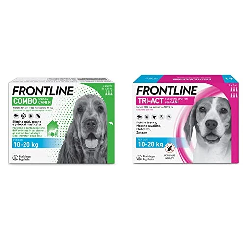 FRONTLINE Combo & TriAct, Antiparassitario Cani, 12 Pipette, Cane Taglia (10-20 Kg), Maxi Formato, Per una protezione lunga 12 mesi