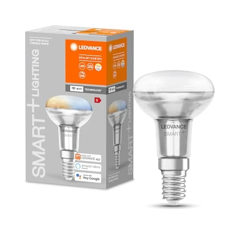 LEDVANCE Smart LED R50 spot lamp con tecnología Wifi, base E14, color de la luz cambiable (2700-6500K), reemplazo de bombillas reflectoras convencionales de 40W, controlable con Alexa, Google & App