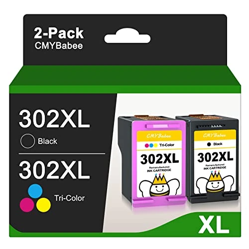 CMYBabee 302XL Cartuchos de Tinta Remanufacturados para Tinta HP 302 XL Negro y Color Pack para HP Envy 4520 4527 4521 4522 4524 DeskJet 3630 3639 2130 Officejet 3830 3833 3831 4650 4654 5220 5230