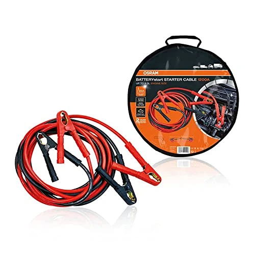 Offre limitée : Osram Starter Cable 1200A, Câbles de démarrage pour Moteurs à Essence et Diesel, 12/24V, OSC500A, Câble de Pontage pour des Moteurs ≤9,5L, Aluminium recouvert de cuivre, 5m de 45.57 € à 43.29 € (5% de remise)